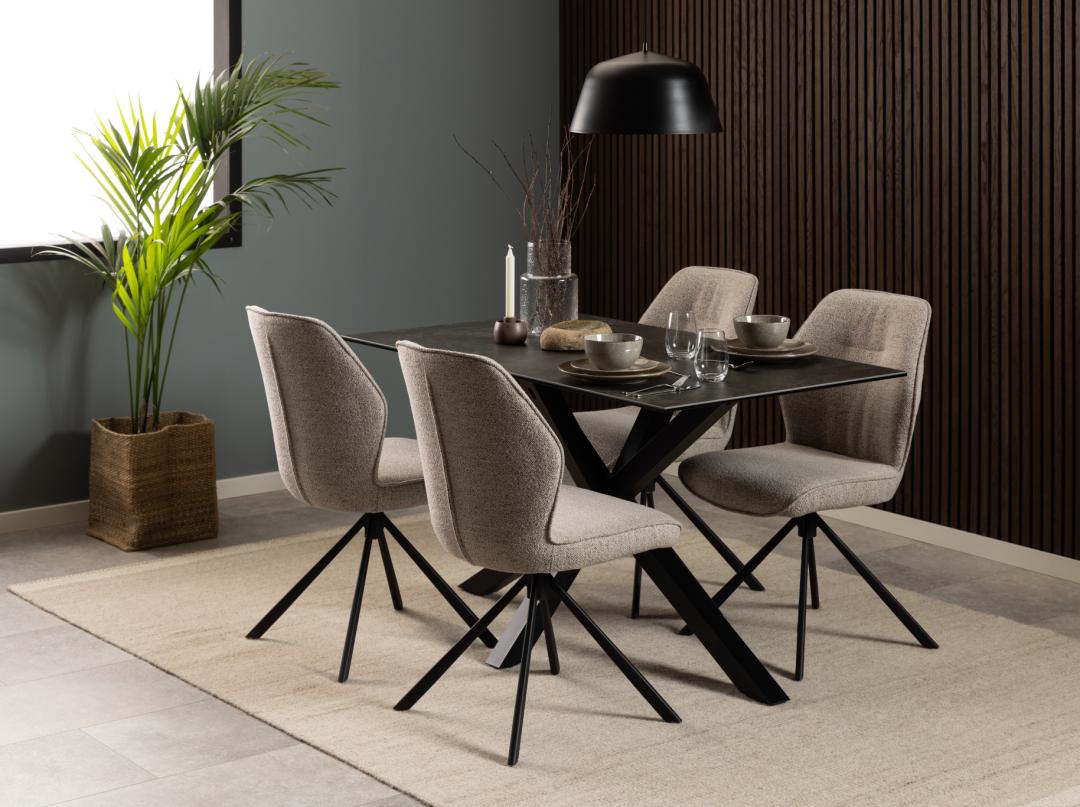 Actona Sedia da pranzo in tessuto Aura 60 Beige
