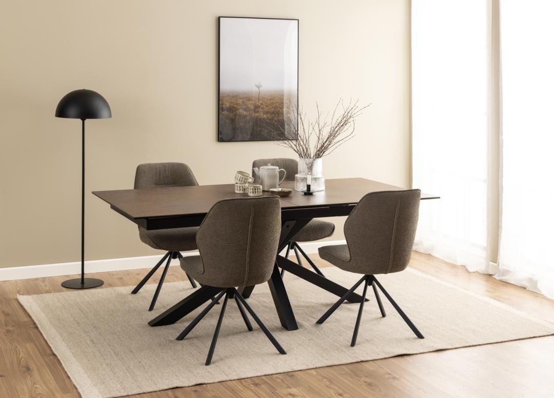 Actona Sedia da pranzo in tessuto Aura Cappuccino