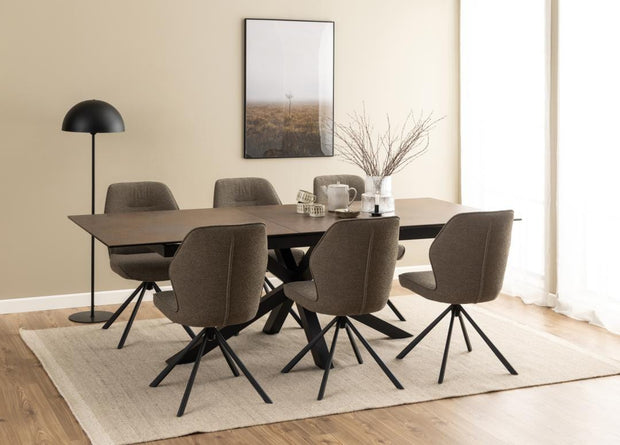Actona Sedia da pranzo in tessuto Aura Cappuccino