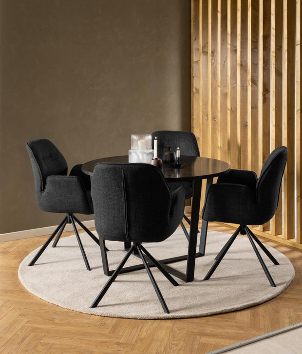 Actona Sedia da pranzo in tessuto Aura Grigio