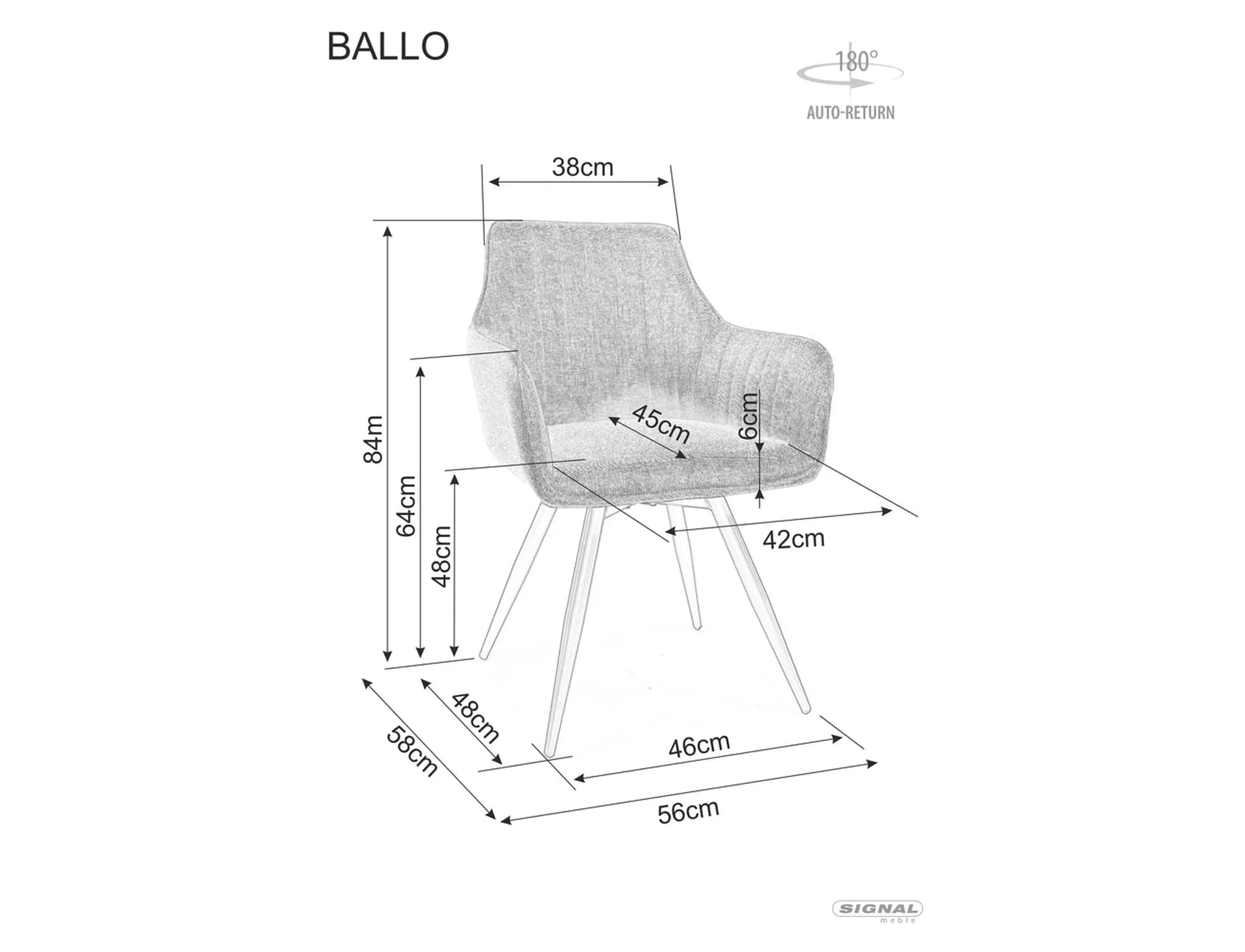 Sedia da pranzo in tessuto Ballo Brego Beige (2)