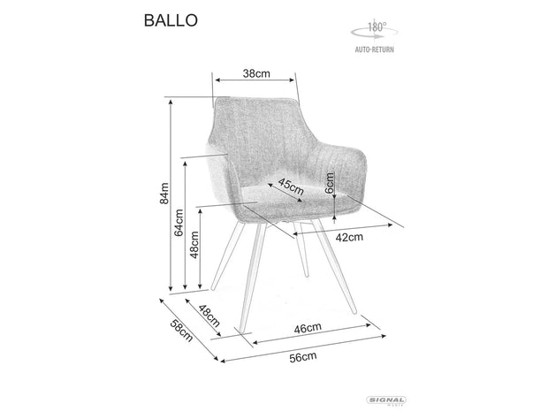 Sedia da pranzo in tessuto Ballo Brego Beige (2)