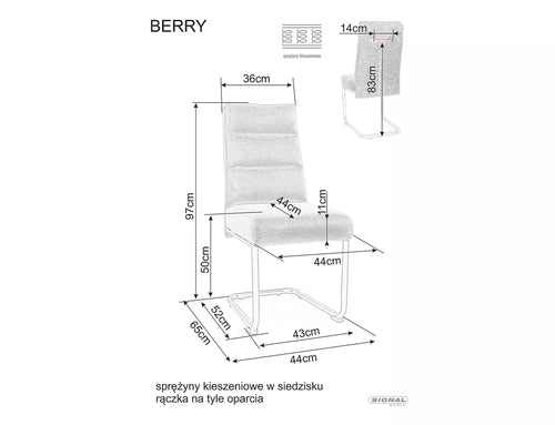 Sedia da pranzo in tessuto Berry Brego Verde (1)
