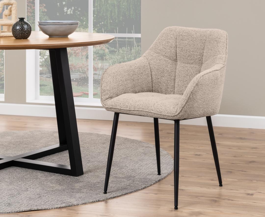 Actona Sedia da pranzo in tessuto Brenda Beige