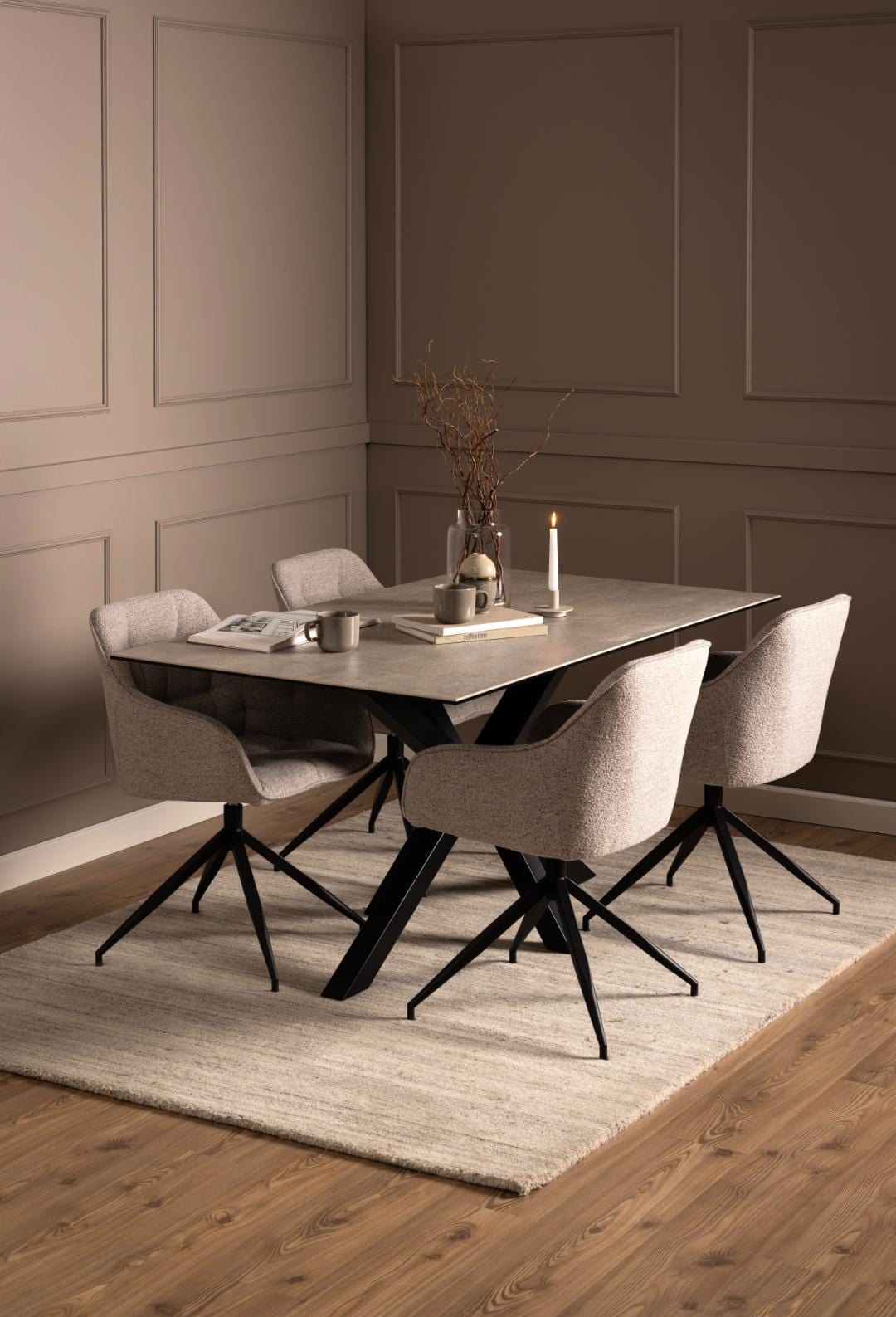 Actona Sedia da pranzo in tessuto Brooke Beige
