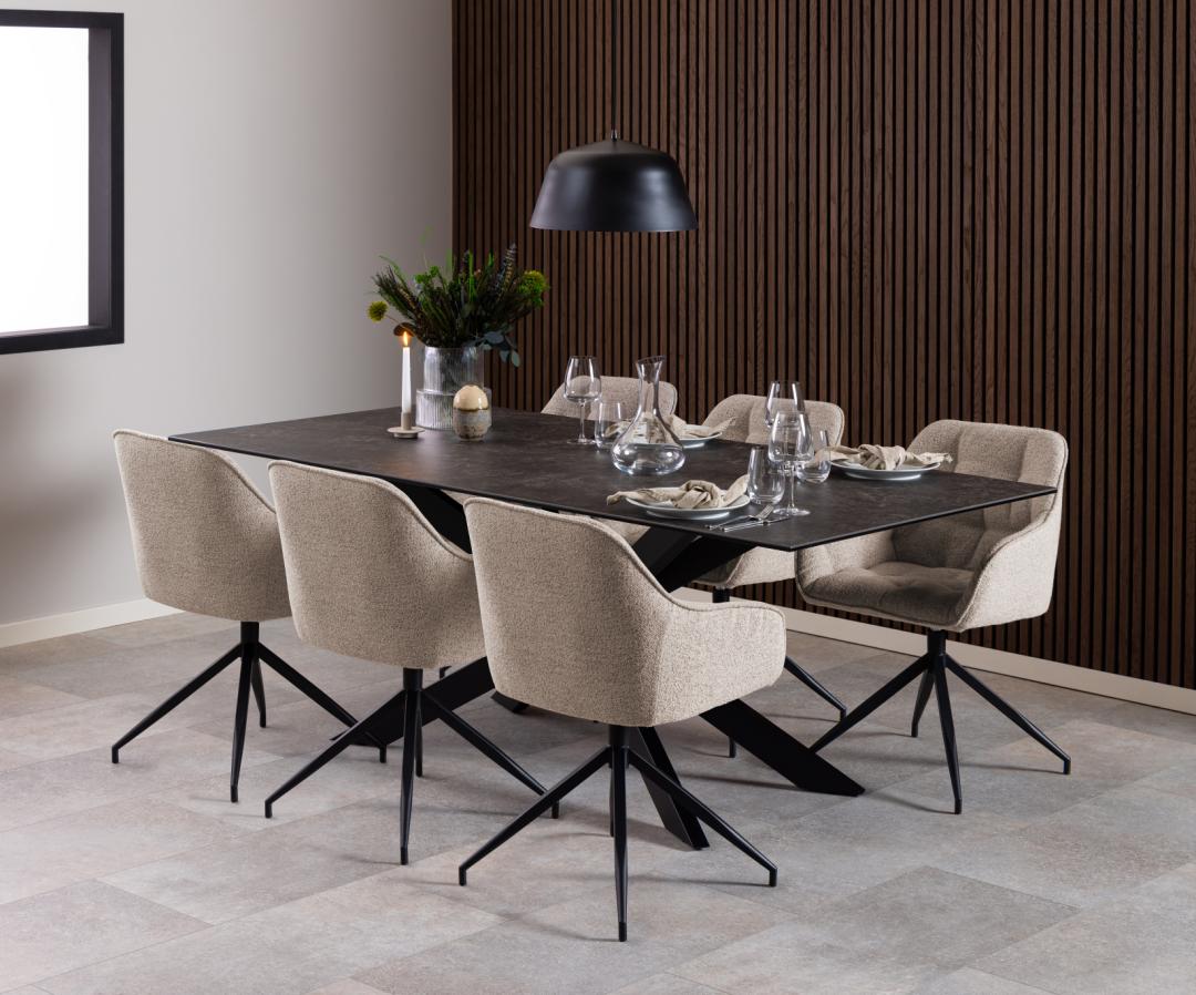 Actona Sedia da pranzo in tessuto Brooke Beige