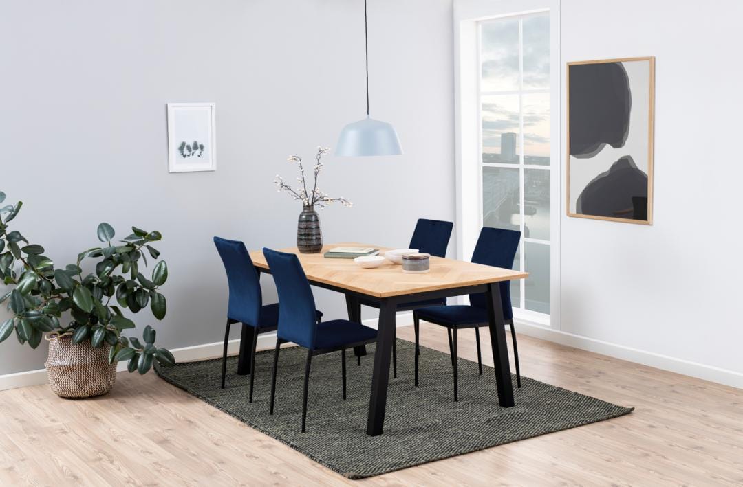 Actona Sedia da pranzo in tessuto Demina Blu