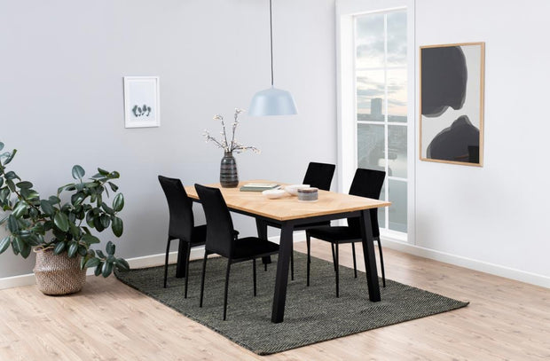 Actona Sedia da pranzo in tessuto Demina Nero