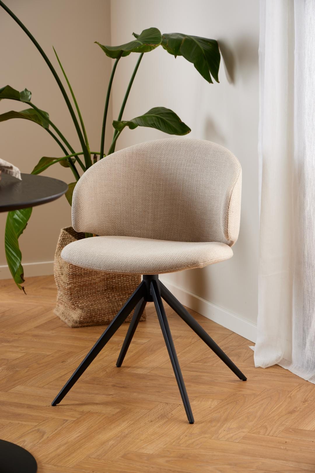 Actona Sedia da pranzo in tessuto Ella Beige