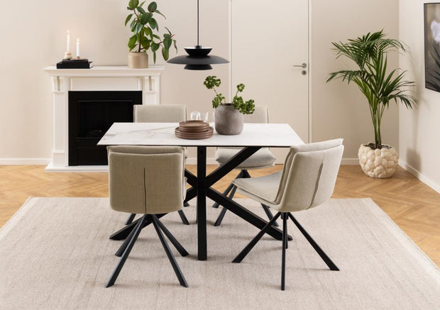 Actona Sedia da pranzo in tessuto Flynn Beige