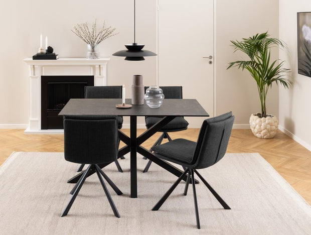 Actona Sedia da pranzo in tessuto Flynn Grigio