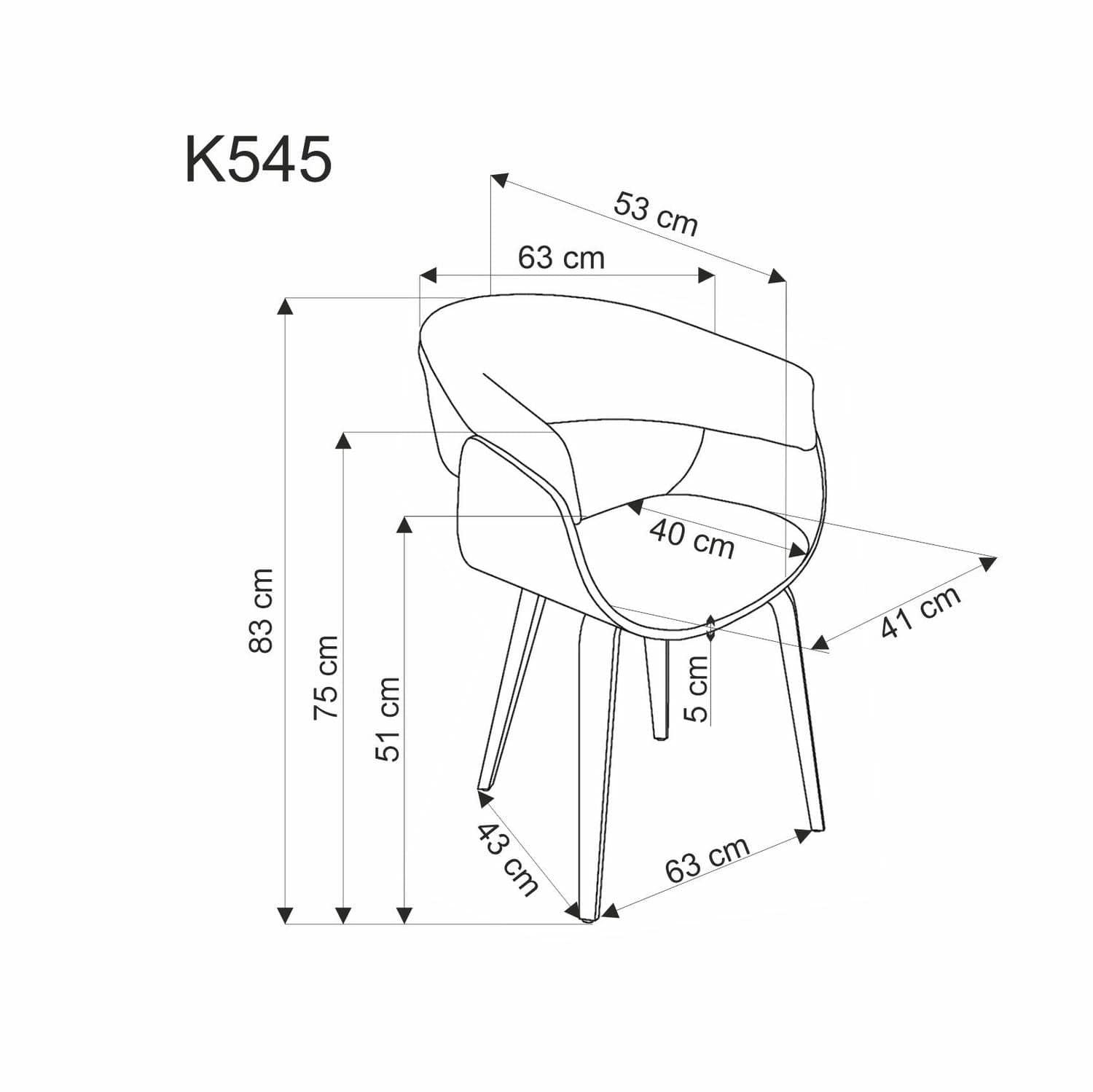Sedia da pranzo in tessuto K-545 Grigio (2)
