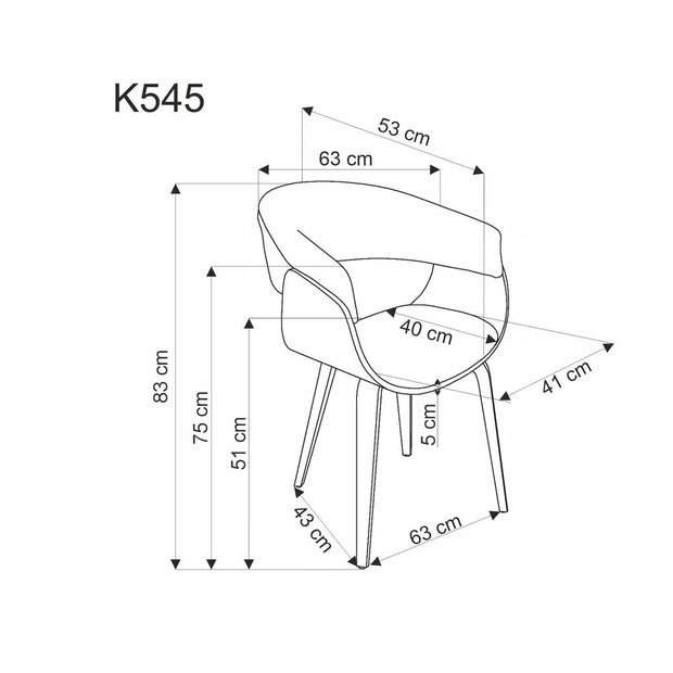 Sedia da pranzo in tessuto K-545 Grigio (2)