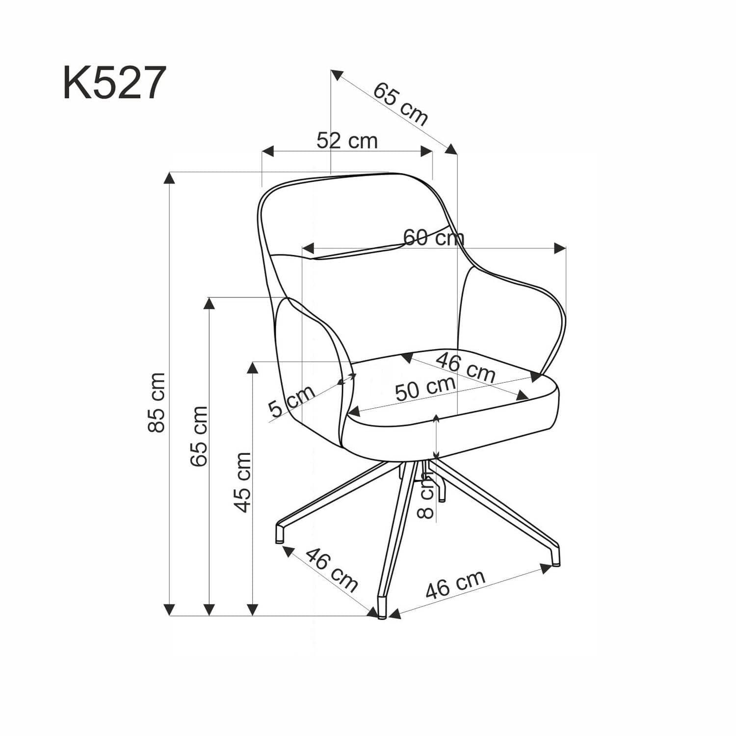 Sedia da pranzo in tessuto K527 Grigio (3)