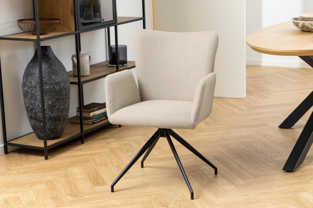 Actona Sedia da pranzo in tessuto Laura Beige