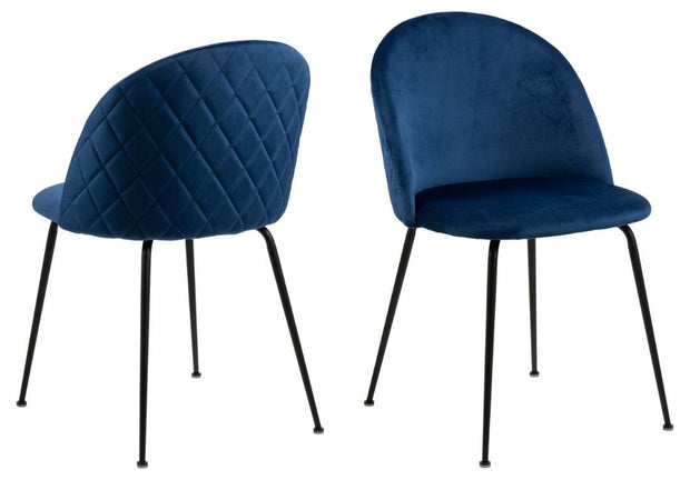 Actona Sedia da pranzo in tessuto Louise Blu