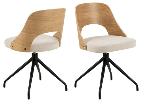 Actona Sedia da pranzo in tessuto Lucy Beige