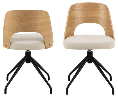 Actona Sedia da pranzo in tessuto Lucy Beige