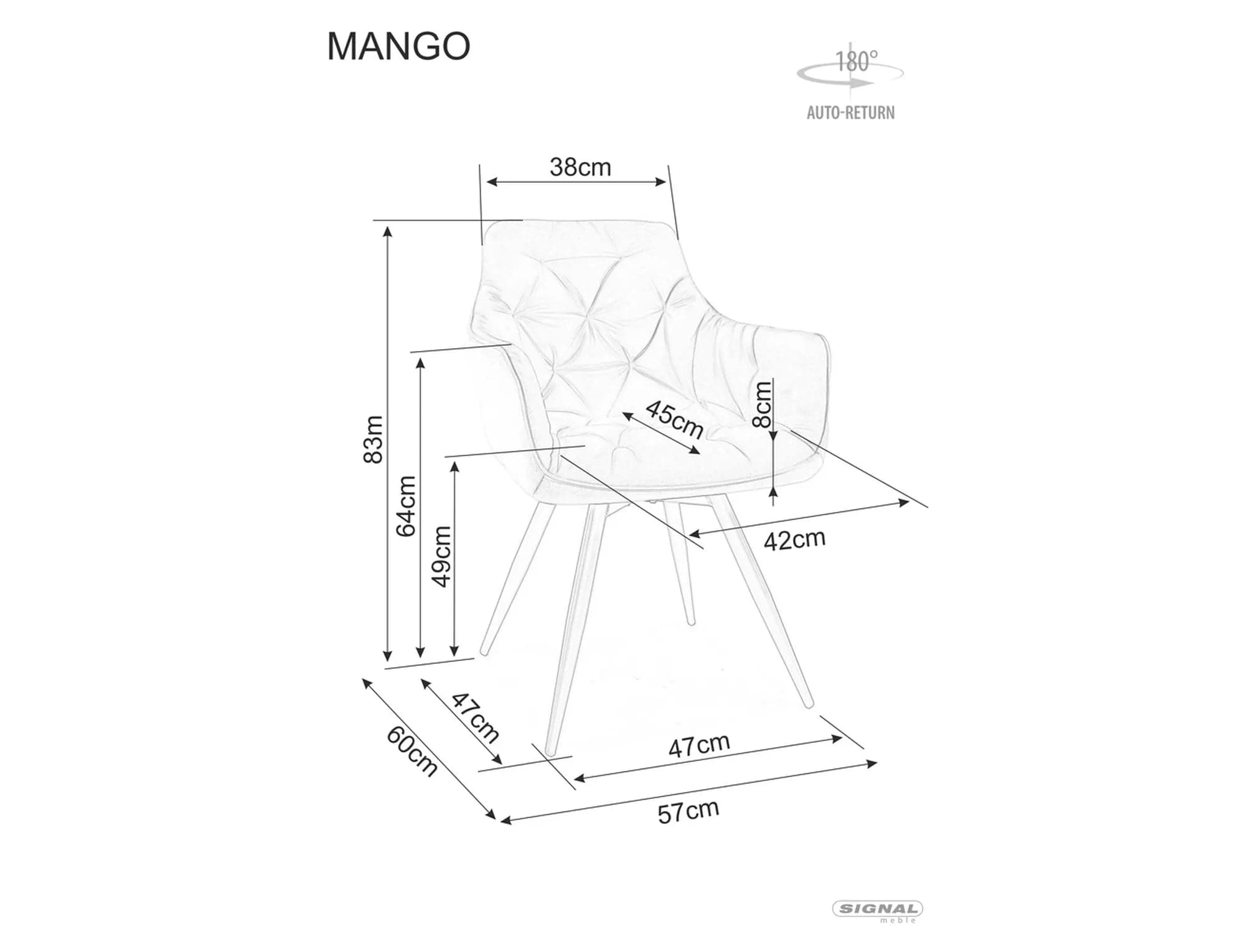 Sedia da pranzo in tessuto Mango Vardo Grafite (2)