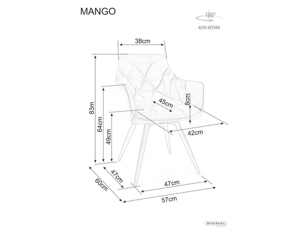 Sedia da pranzo in tessuto Mango Vardo Grafite (2)