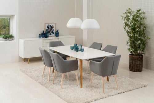 Sedia da pranzo in tessuto Nora Grigio (1)
