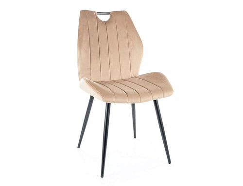 Sedia da pranzo in velluto Arco Beige