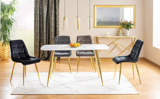 Sedia da pranzo in velluto Chase Grigio (1)