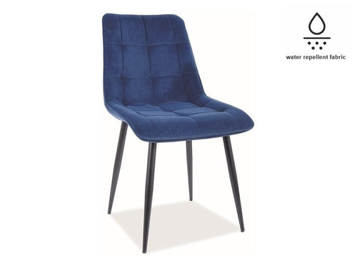 Sedia da pranzo in velluto Chase Matt Blu