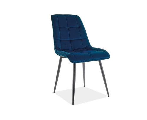 Sedia da pranzo in velluto Chase Matt Blu (1)