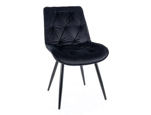 Sedia da pranzo in velluto Cherry II Nero