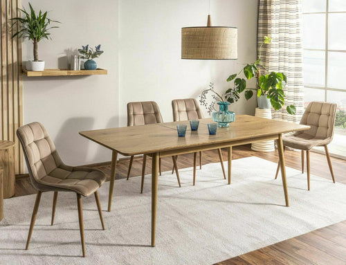 Sedia da pranzo in velluto Chic D Beige (1)