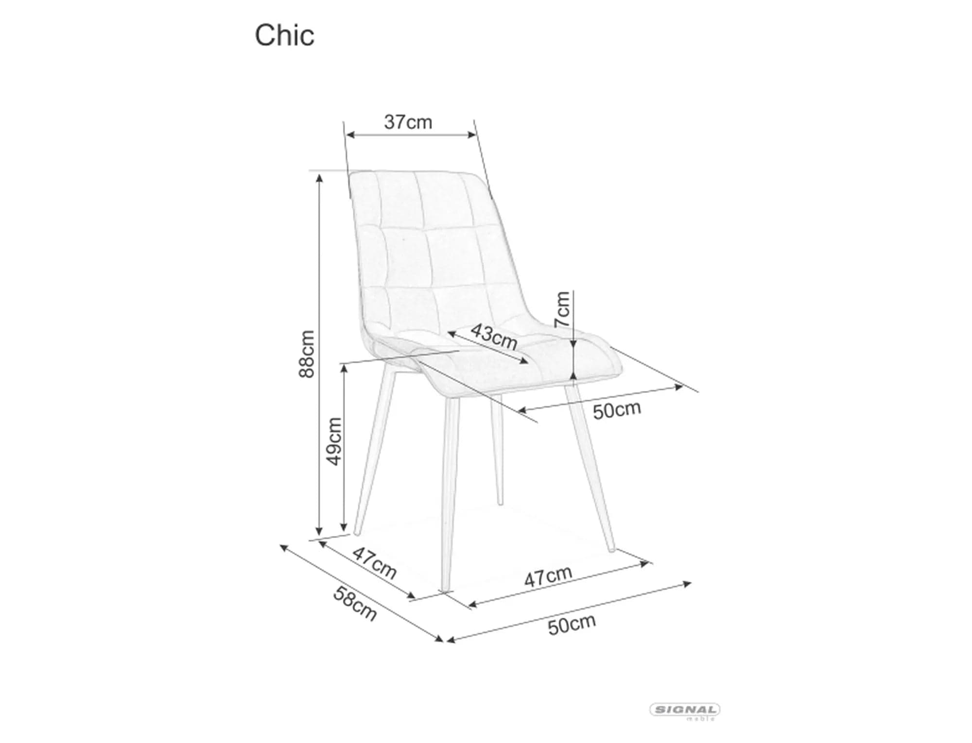 Sedia da pranzo in velluto Chic Grigio (1)