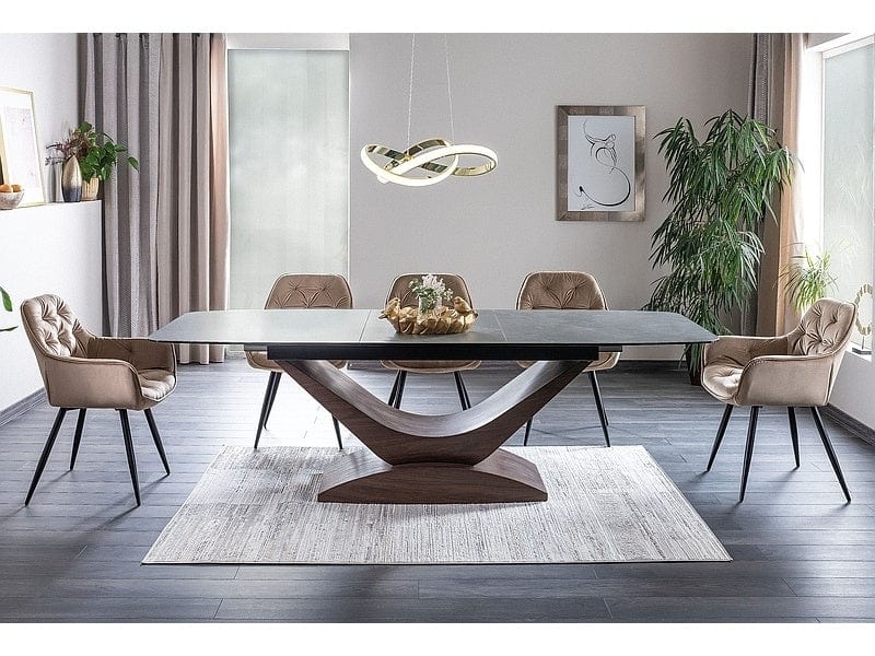 Sedia da pranzo in velluto Clyde Beige (1)