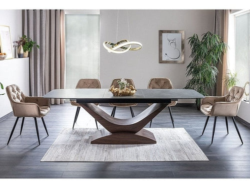 Sedia da pranzo in velluto Clyde Beige (1)