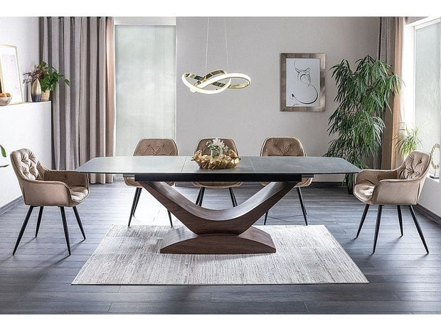 Sedia da pranzo in velluto Clyde Beige (1)