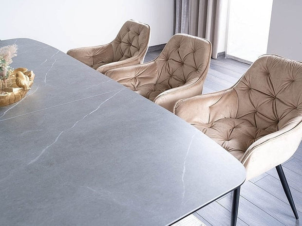Sedia da pranzo in velluto Clyde Beige (2)