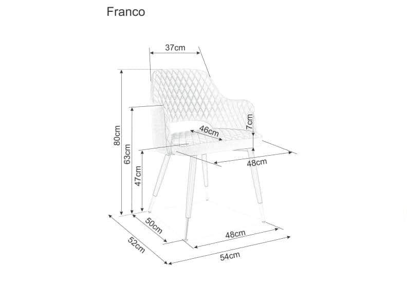 Sedia da pranzo in velluto Frances Grigio (2)