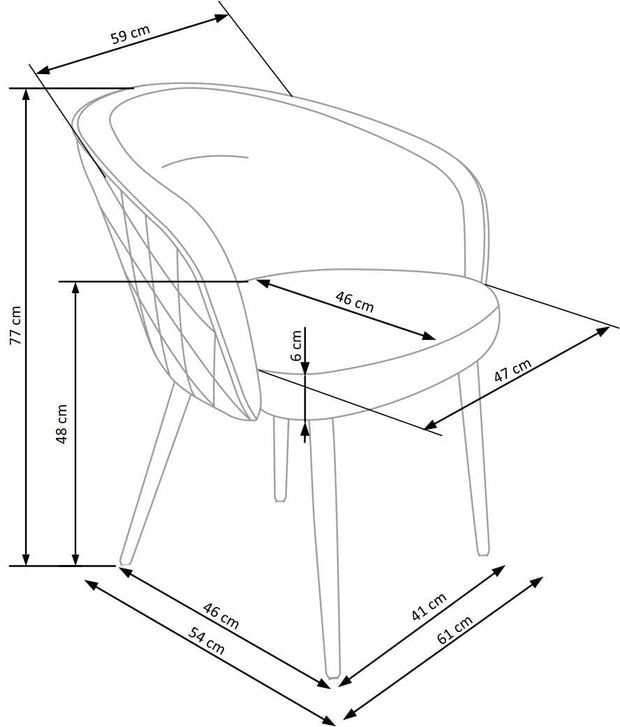 Sedia da pranzo in velluto K-430 Nero (1)