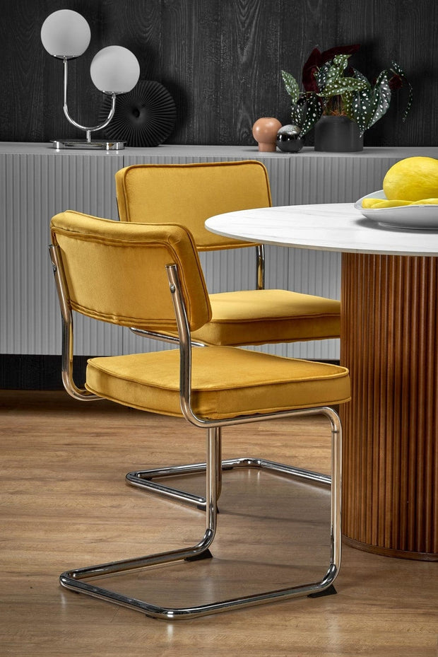 Sedia da pranzo in velluto K-510 Giallo (2)
