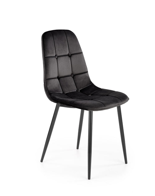 Sedia da pranzo in velluto K417 Nero