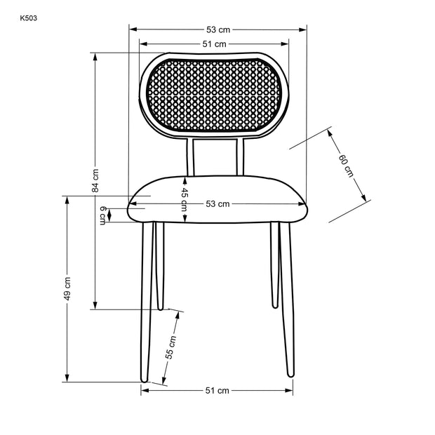 Sedia da pranzo in velluto K503 Grigio (2)