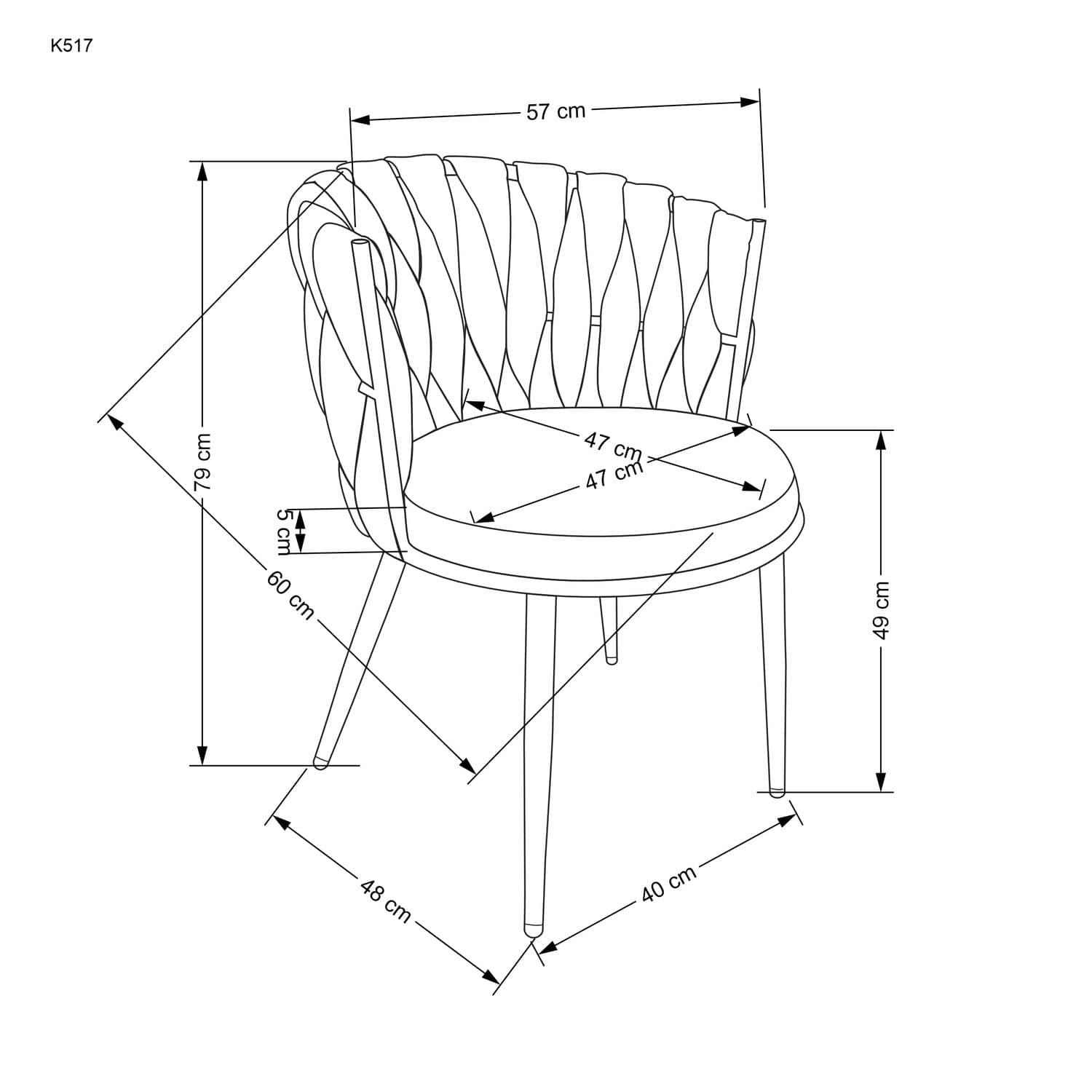 Sedia da pranzo in velluto K517 Nero (2)