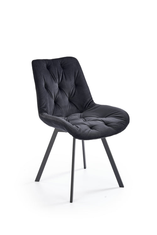 Sedia da pranzo in velluto K519 Nero