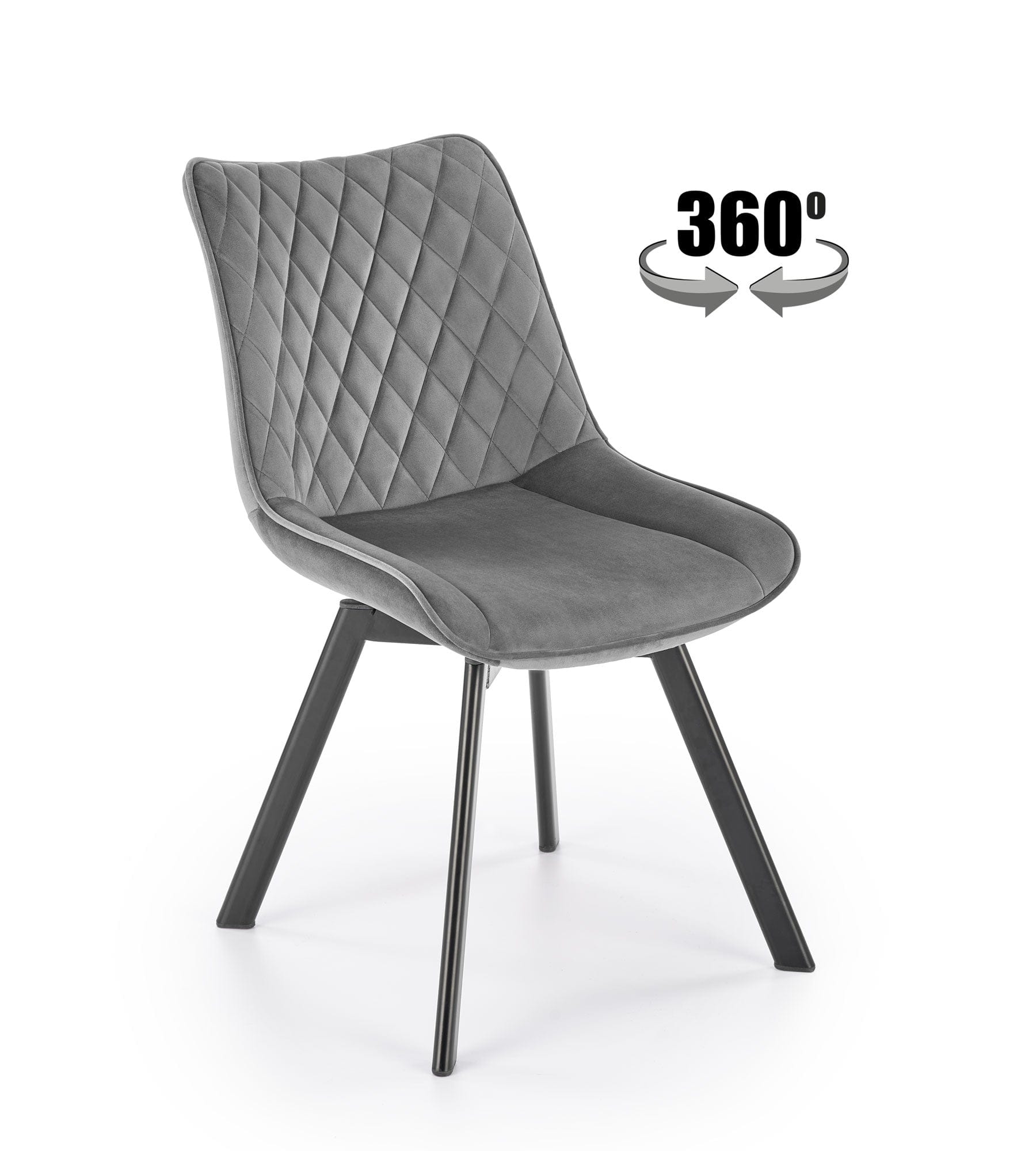 Sedia da pranzo in velluto K520 Grigio