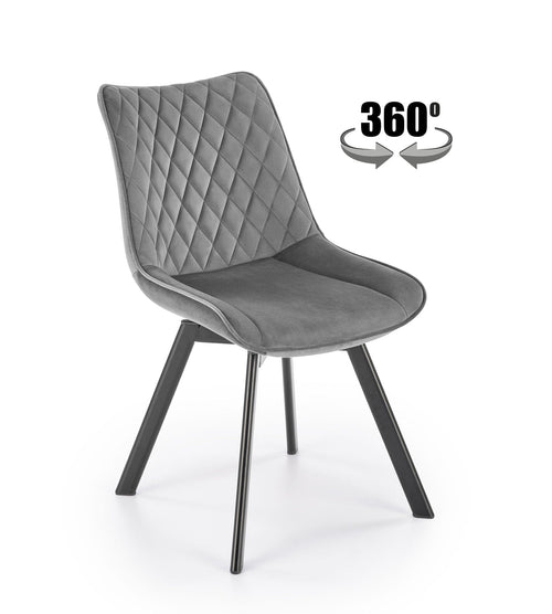 Sedia da pranzo in velluto K520 Grigio