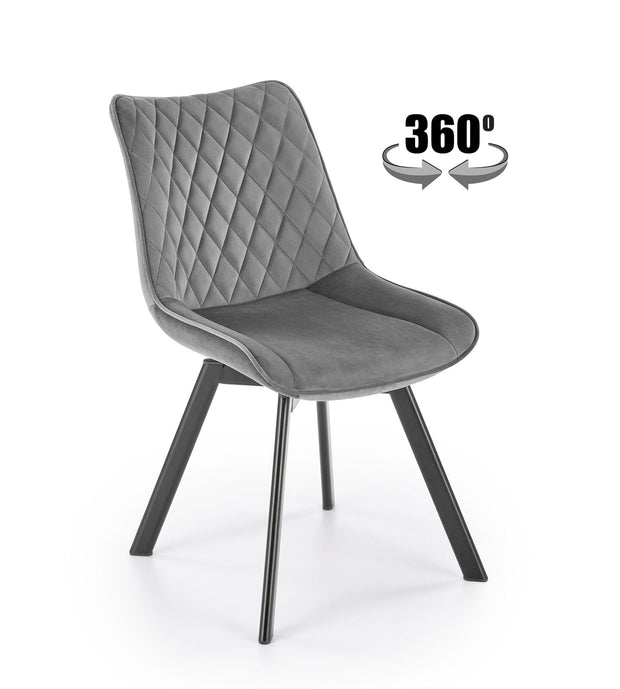 Sedia da pranzo in velluto K520 Grigio