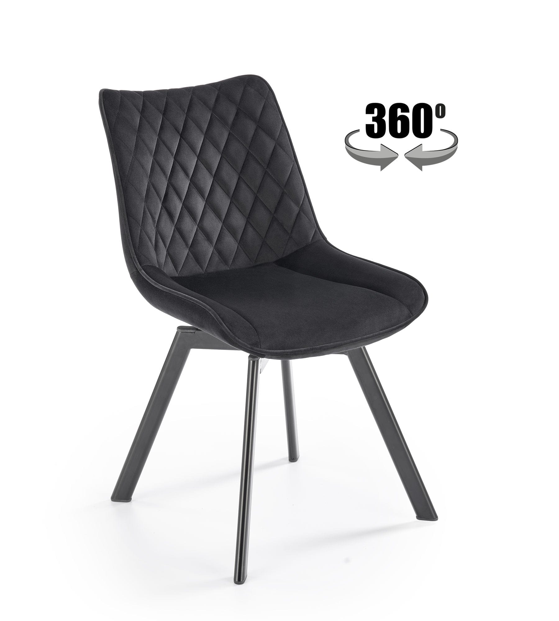 Sedia da pranzo in velluto K520 Nero