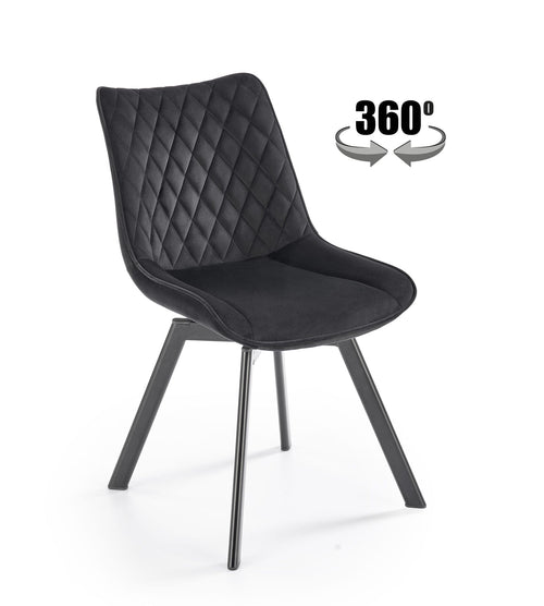 Sedia da pranzo in velluto K520 Nero