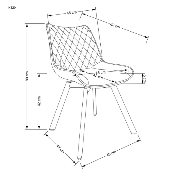 Sedia da pranzo in velluto K520 Nero (4)