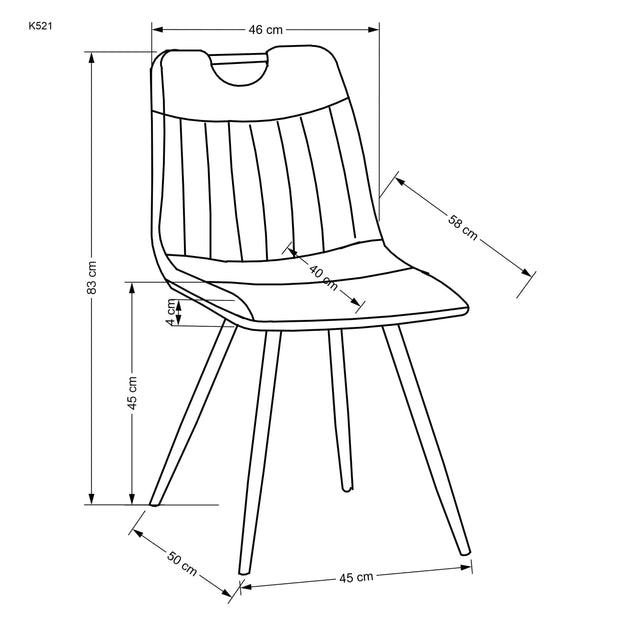 Sedia da pranzo in velluto K521 Grigio (2)